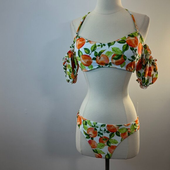 BCBGeneration Women's Paris Peach Poof Sleeve 2-pc Bikini Swimsuit - Large NWT - Picture 2 of 5